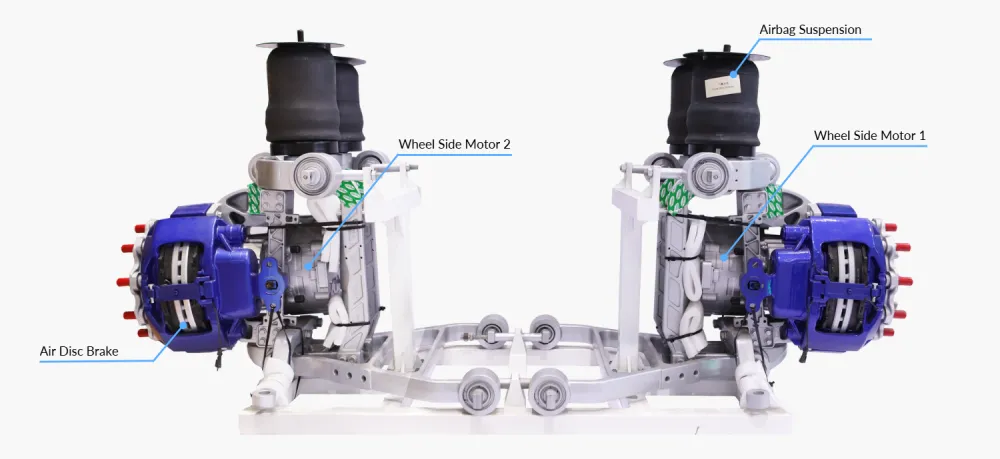 wheel side drive motor with independent suspension