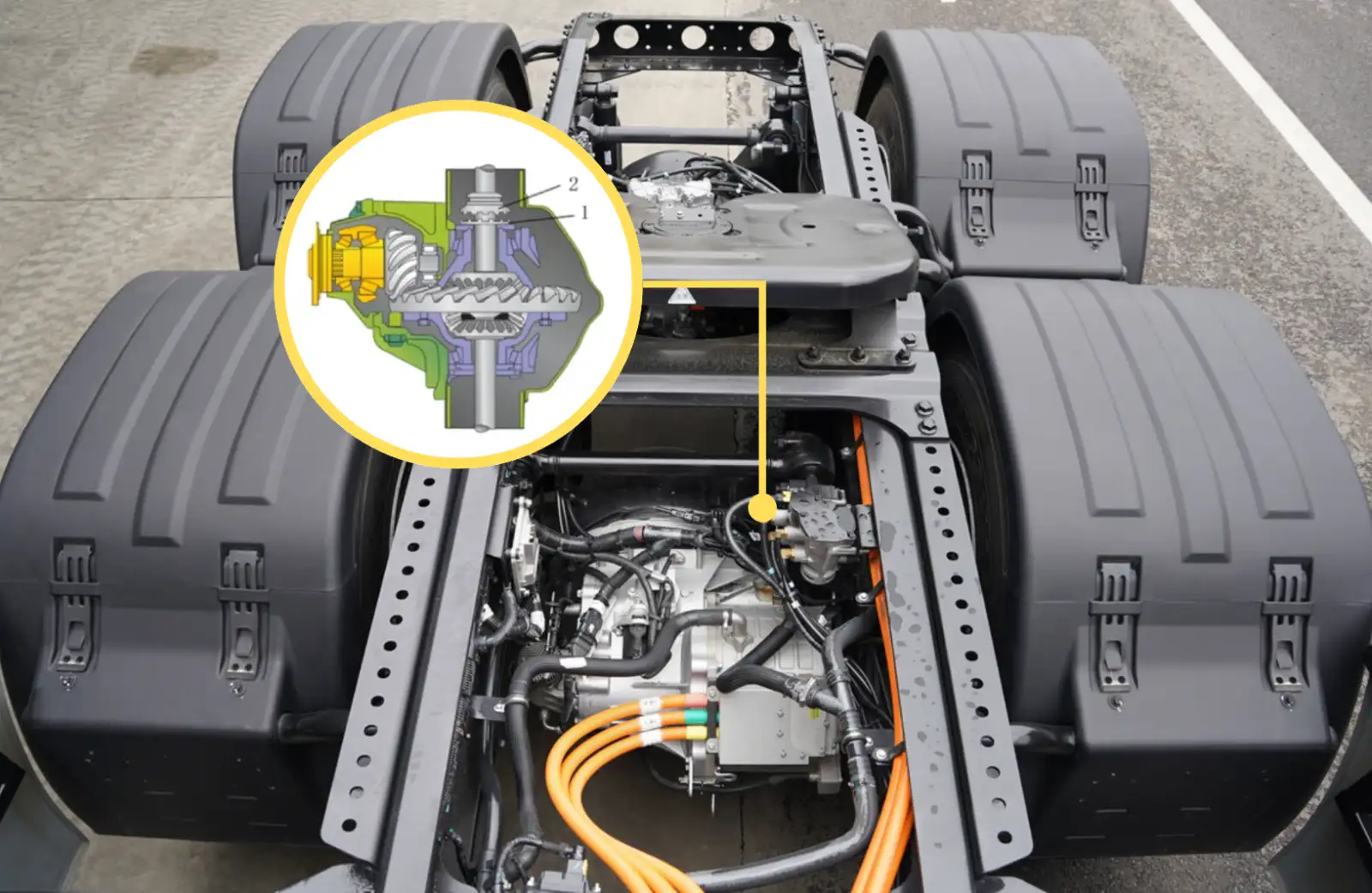 electric heavy duty truck axle with differential lock